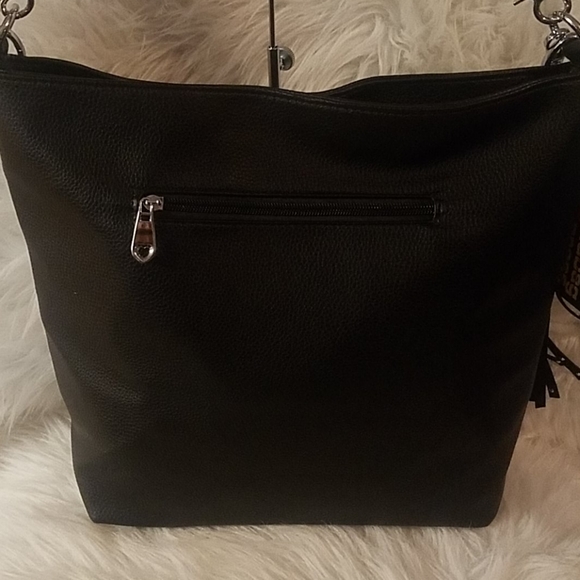 FLORAL DESIGN RHINESTONE HOBO BAG - Picture 6 of 11